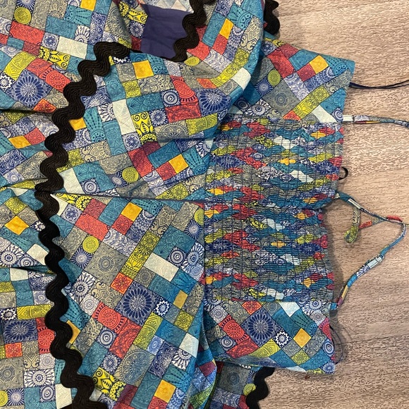 NWT English factory Grid Print Tiered Maxi Dress S - Picture 7 of 8